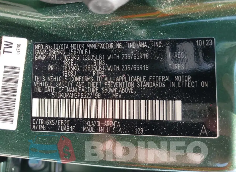 5TDKDRAH3PS522196 Photo# 13