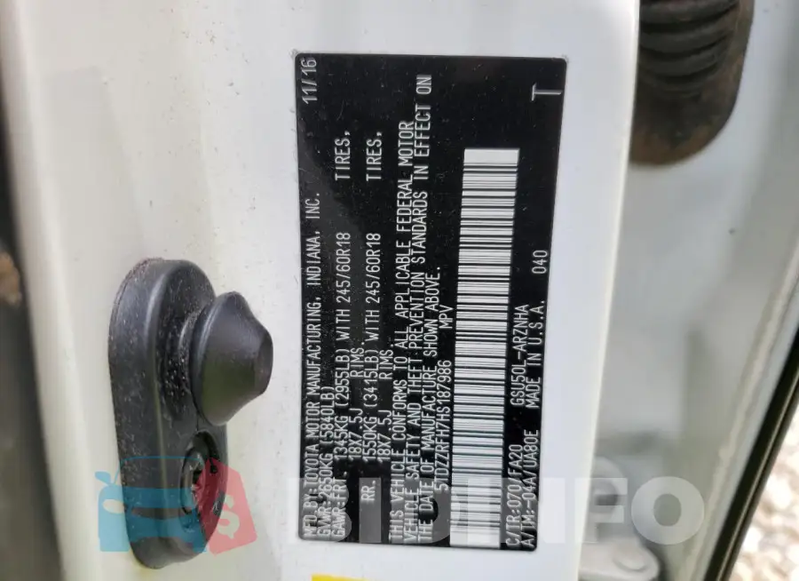 5TDZZRFH7HS187986 Photo# 13