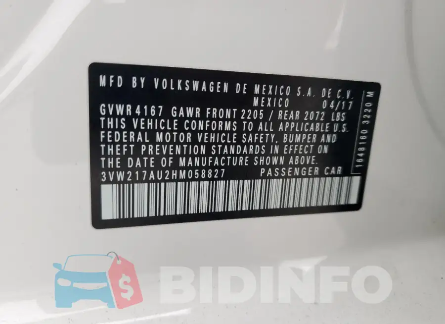 3VW217AU2HM058827 Photo# 12