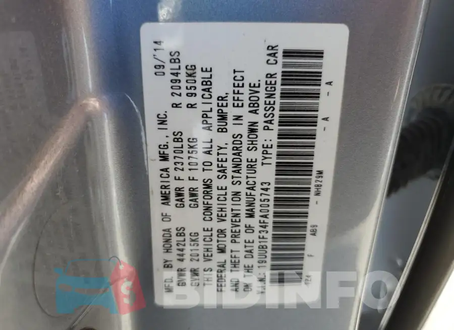 19UUB1F34FA005743 Photo# 12