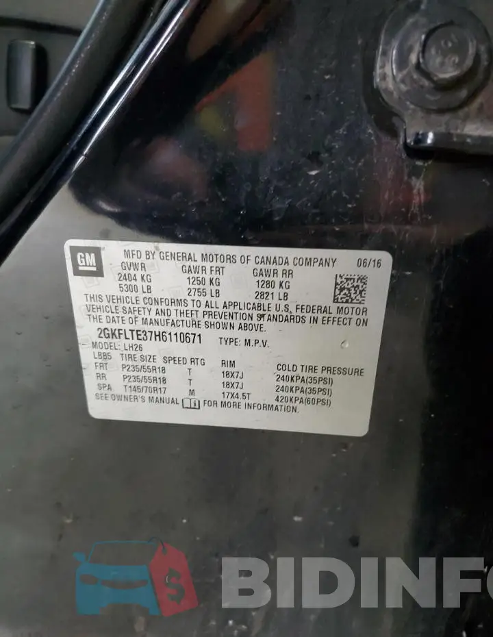 2GKFLTE37H6110671 Photo# 14