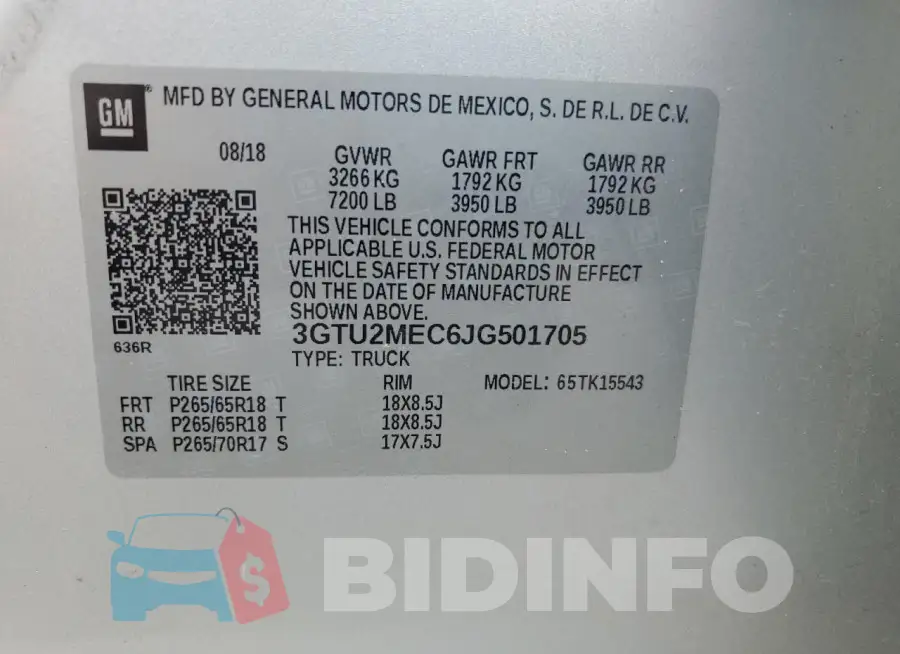 3GTU2MEC6JG501705 Photo# 13