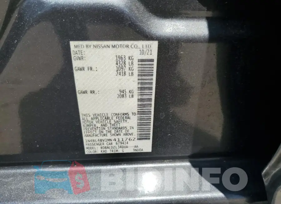 1N4BL4BV1MN411762 Photo# 13