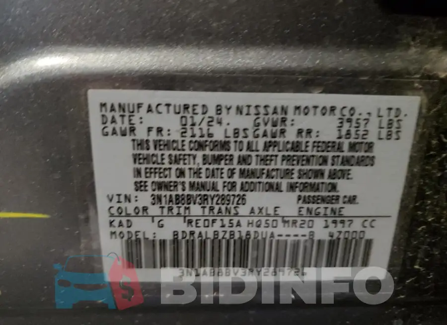 3N1AB8BV3RY289726 Photo# 12