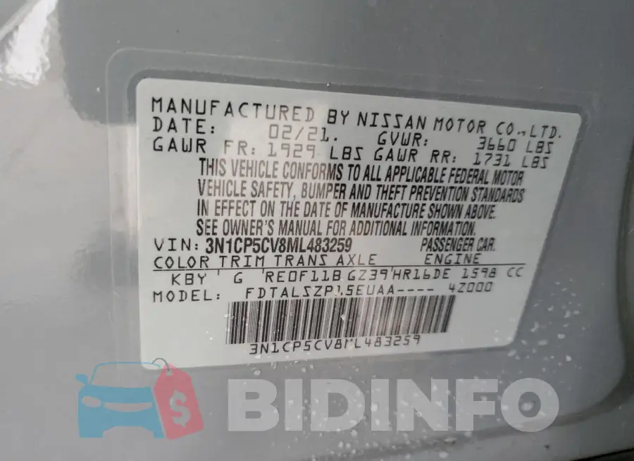 3N1CP5CV8ML483259 Photo# 13