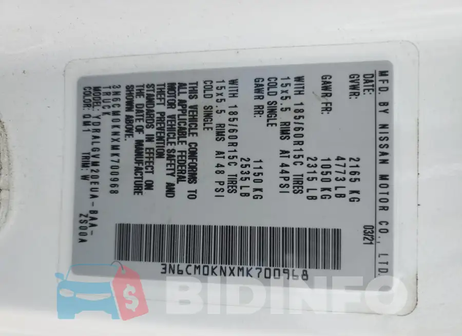 3N6CM0KNXMK700968 Photo# 12