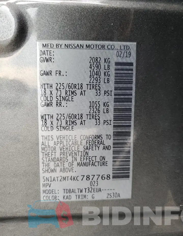 5N1AT2MT4KC787768 Photo# 14