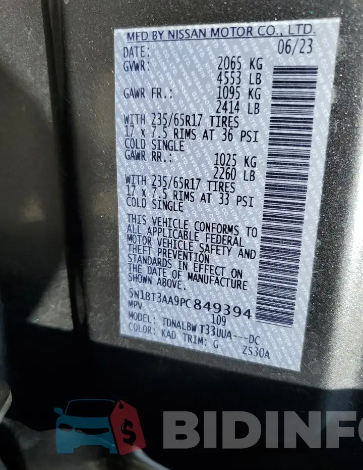 5N1BT3AA9PC849394 Photo# 13