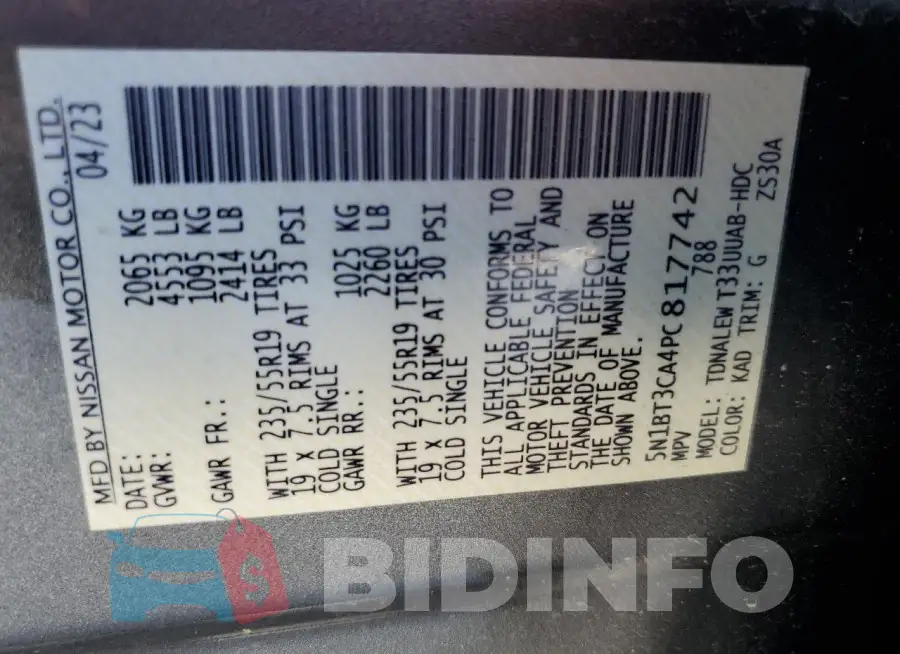 5N1BT3CA4PC817742 Photo# 13