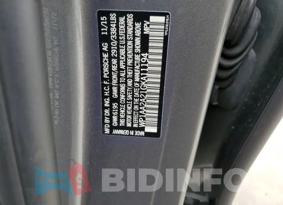 WP1AA2A21GKA11194 Photo# 13