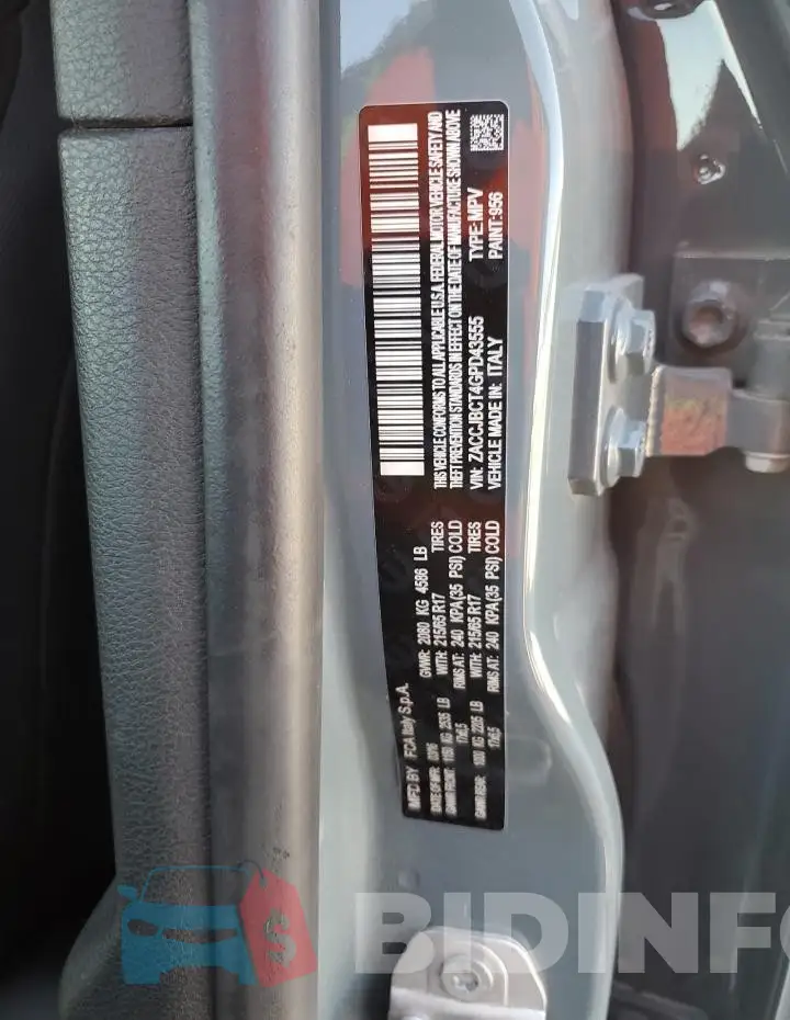 ZACCJBCT4GPD43555 Photo# 13