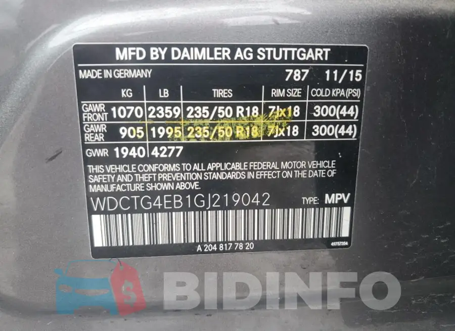 WDCTG4EB1GJ219042 Photo# 13