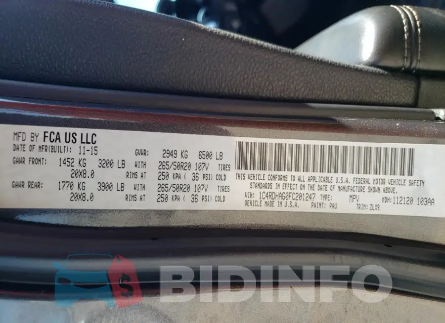 1C4RDHAG0FC201247 Photo# 14