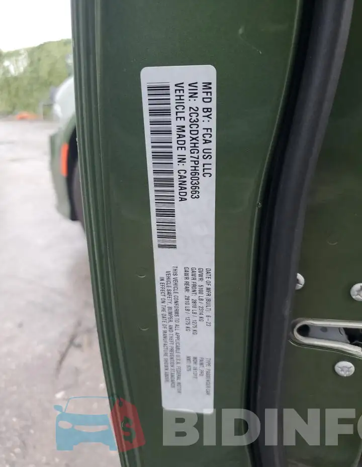 2C3CDXHG7PH603663 Photo# 12