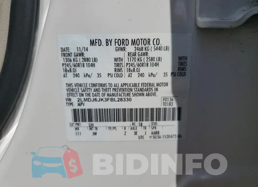 2LMDJ8JK7FBL28830 Photo# 13