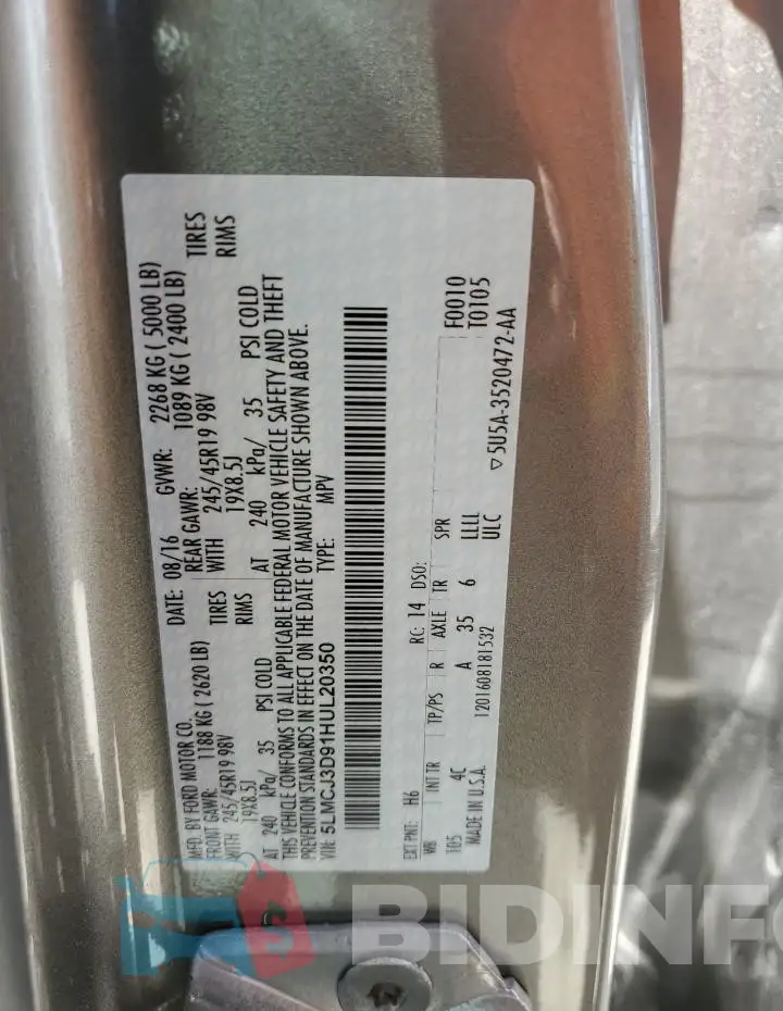 5LMCJ3D91HUL20350 Photo# 13