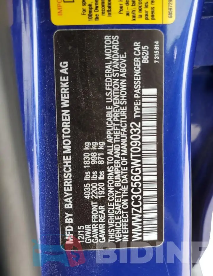 WMWZC3C56GWT09032 Photo# 12