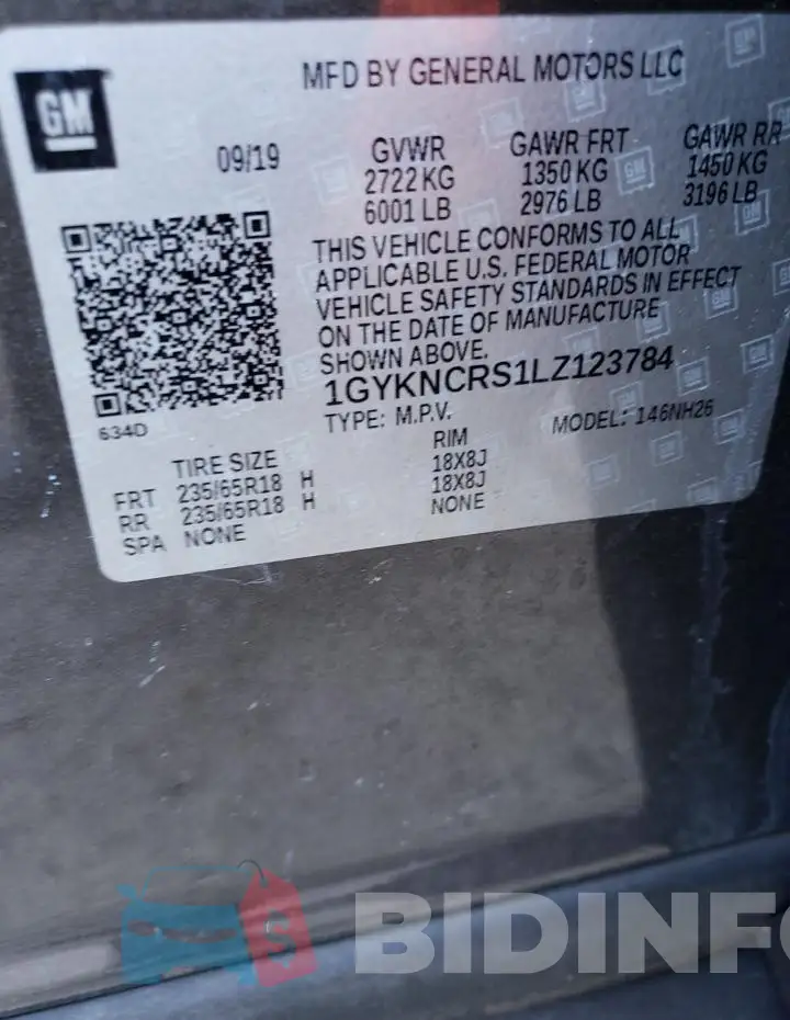 1GYKNCRS1LZ123784 Photo# 14