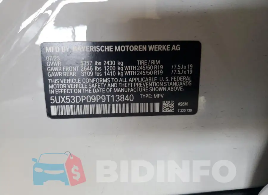 5UX53DP09P9T13840 Photo# 13