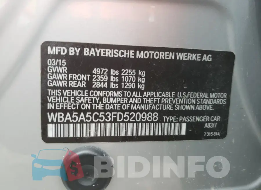 WBA5A5C53FD520988 Photo# 12