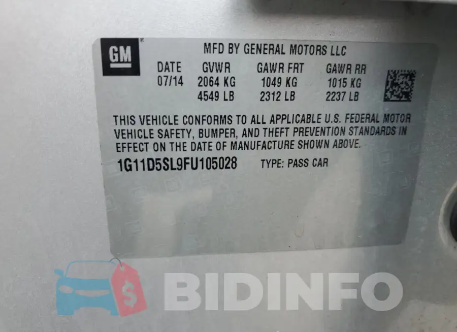 1G11D5SL9FU105028 Photo# 13