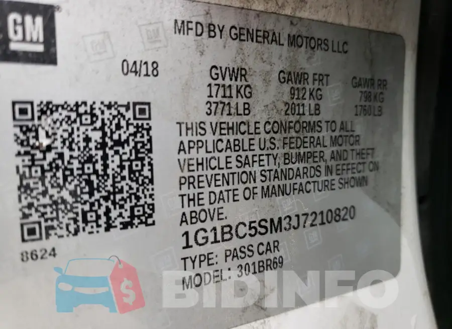 1G1BC5SM3J7210820 Photo# 12