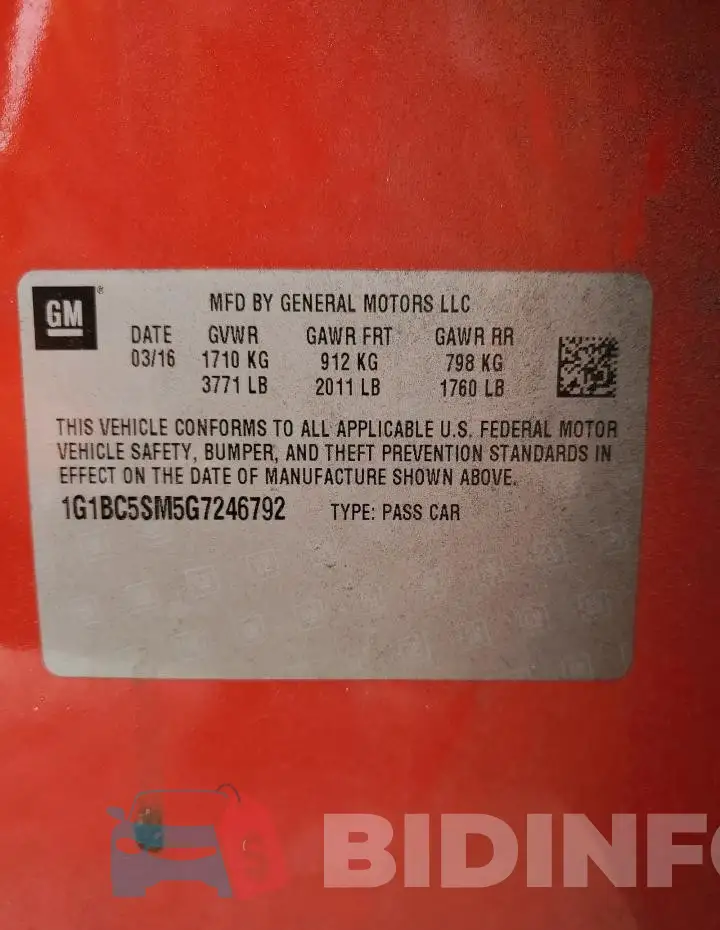 1G1BC5SM5G7246792 Photo# 13