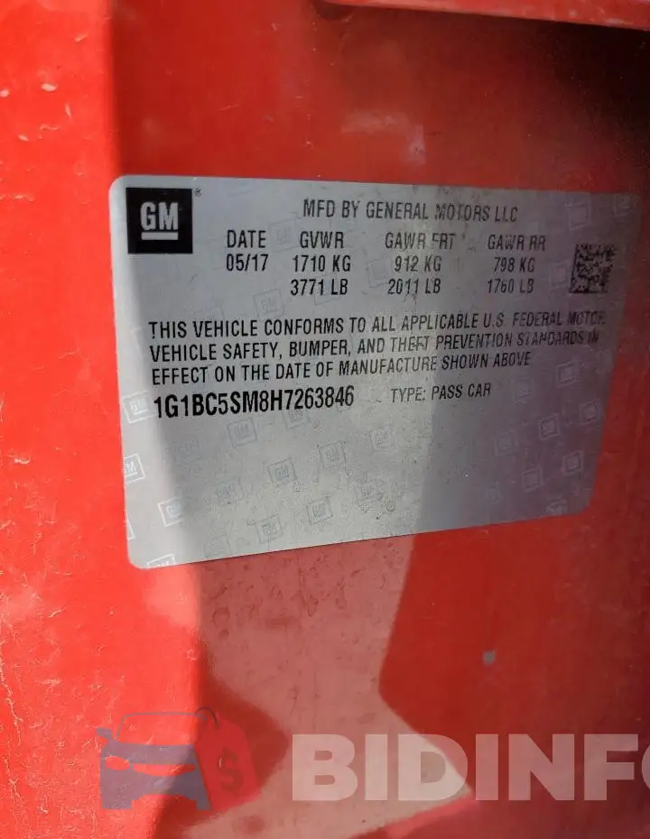 1G1BC5SM8H7263846 Photo# 12