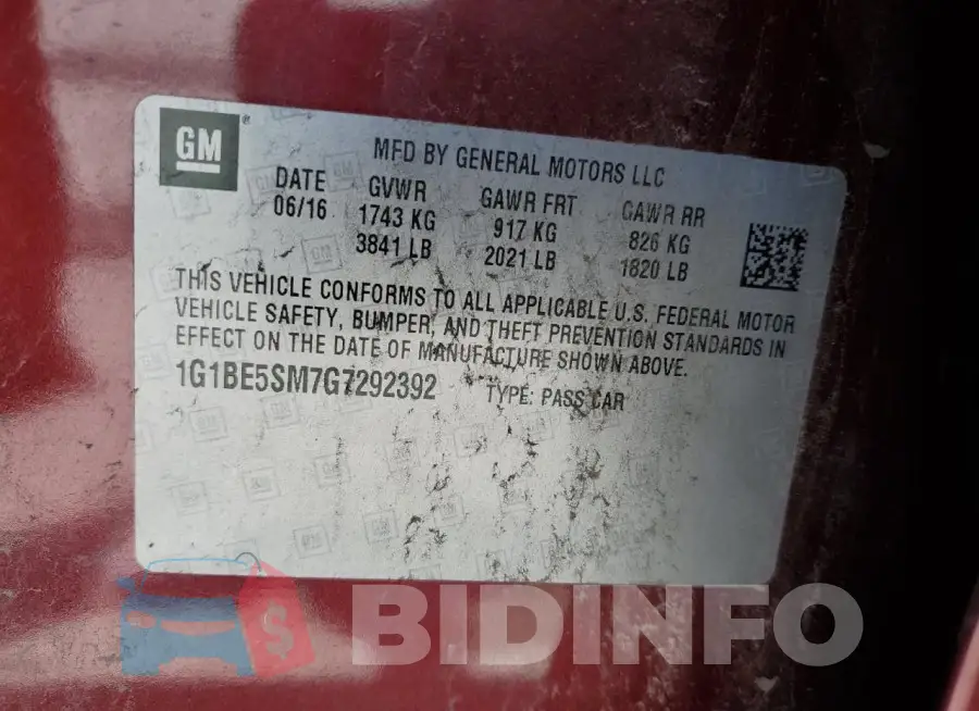 1G1BE5SM7G7292392 Photo# 12