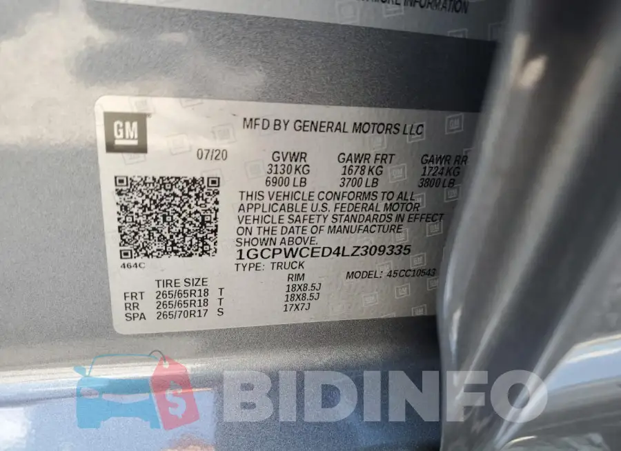 1GCPWCED4LZ309335 Photo# 12