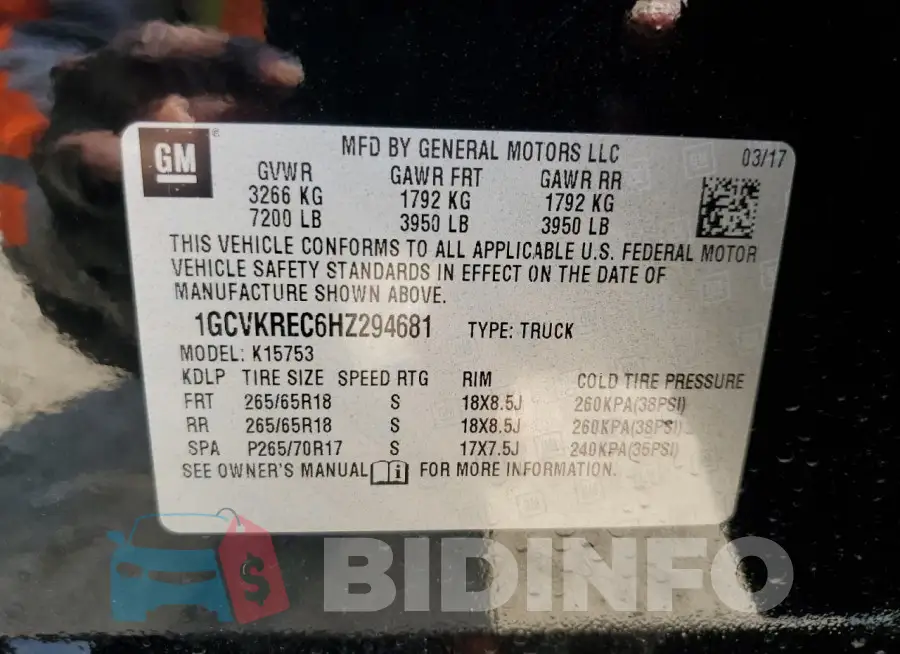 1GCVKREC6HZ294681 Photo# 12