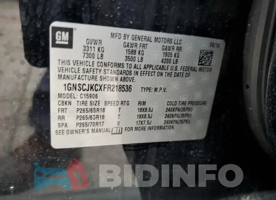 1GNSCJKCXFR218536 Photo# 13