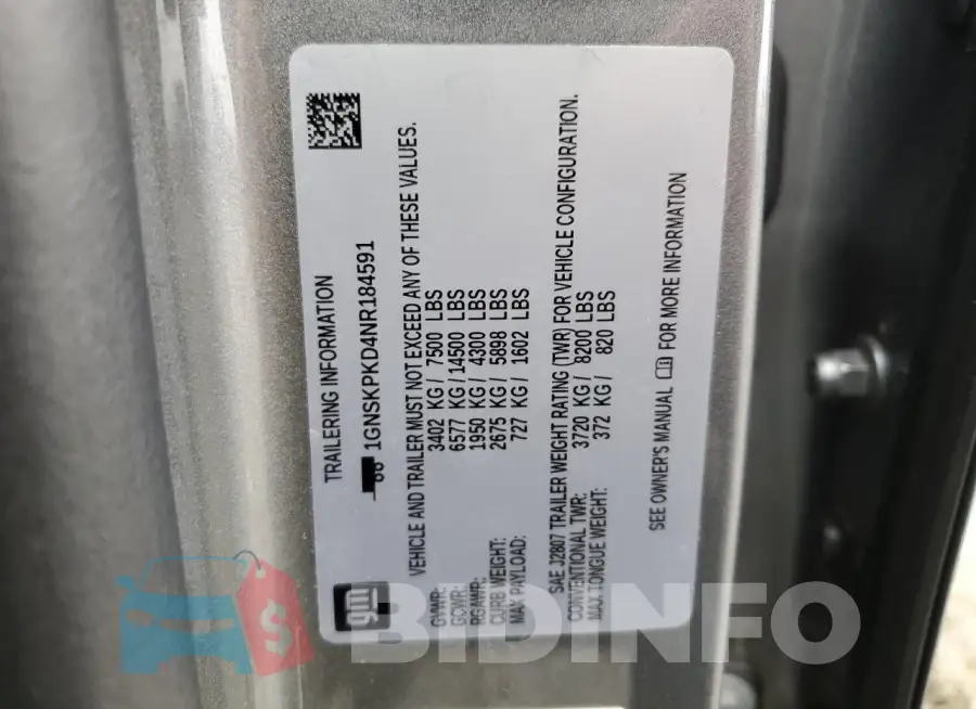 1GNSKPKD4NR184591 Photo# 12