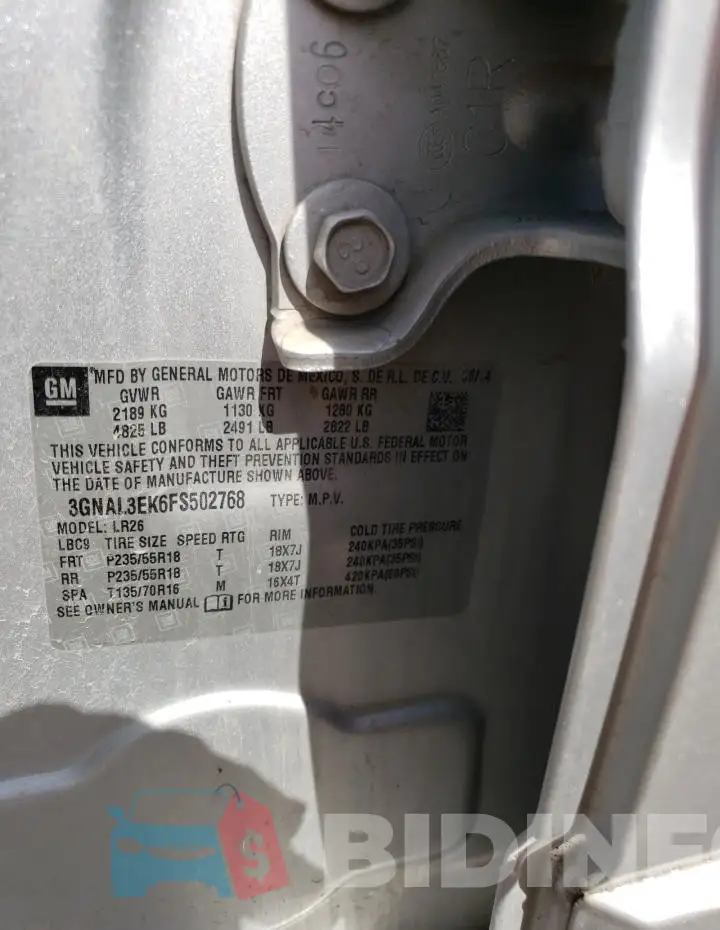 3GNAL3EK6FS502768 Photo# 13