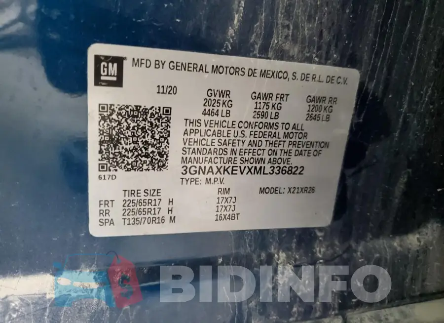 3GNAXKEVXML336822 Photo# 13