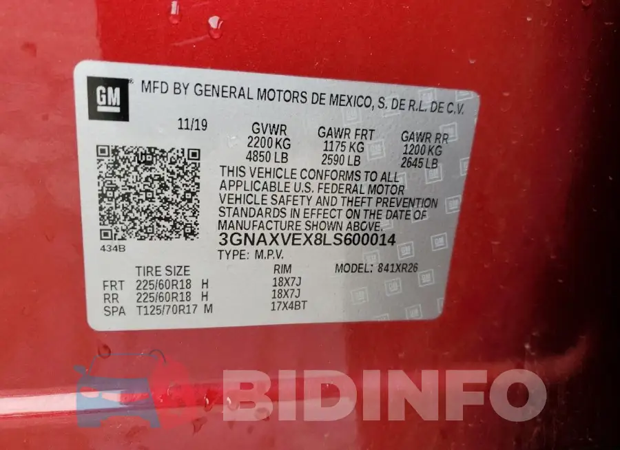 3GNAXVEX8LS600014 Photo# 14