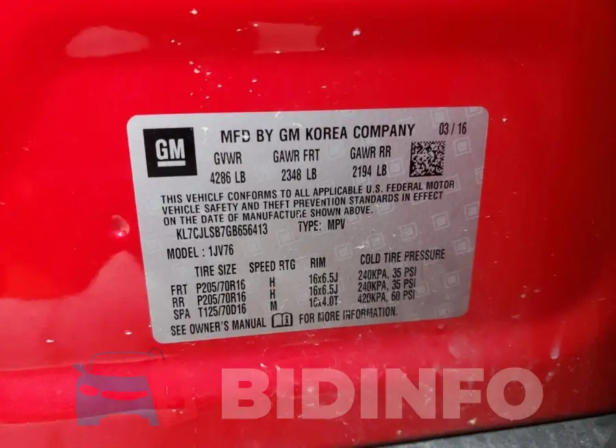 KL7CJLSB7GB656413 Photo# 13