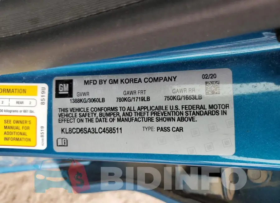 KL8CD6SA3LC458511 Photo# 12