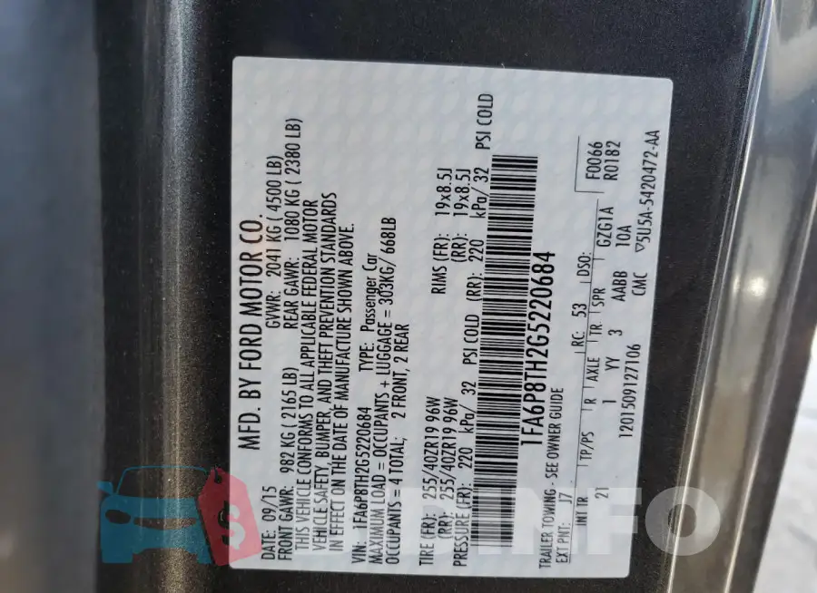 1FA6P8TH2G5220684 Photo# 12