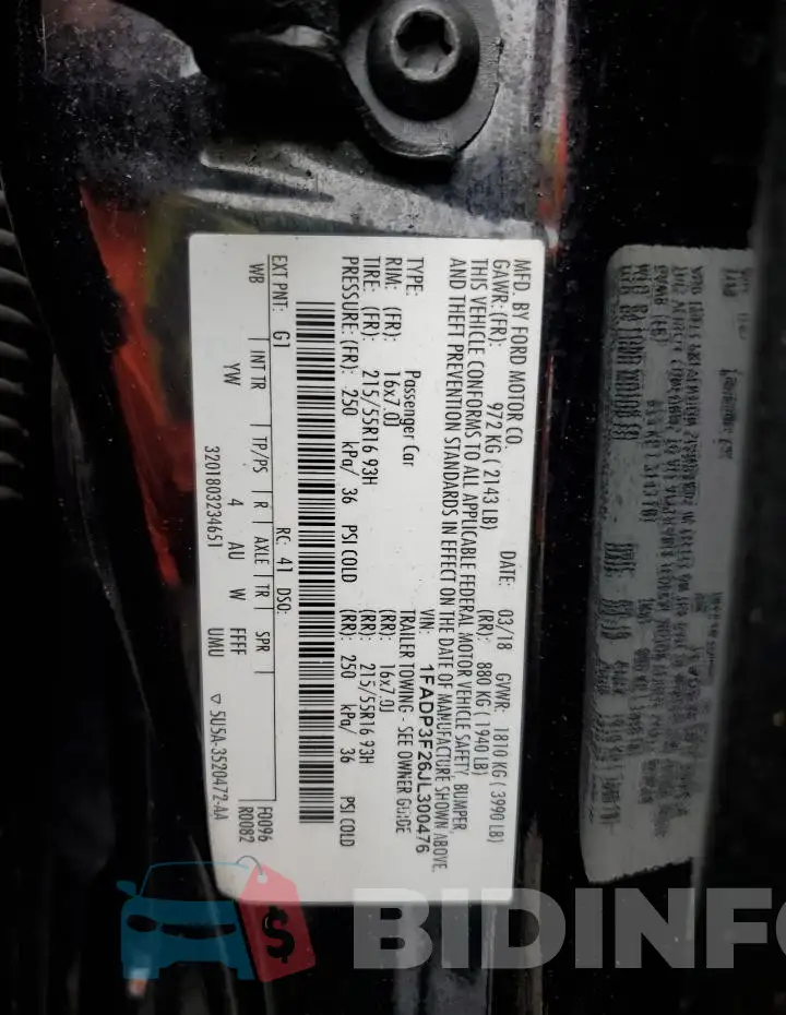 1FADP3F26JL300476 Photo# 12