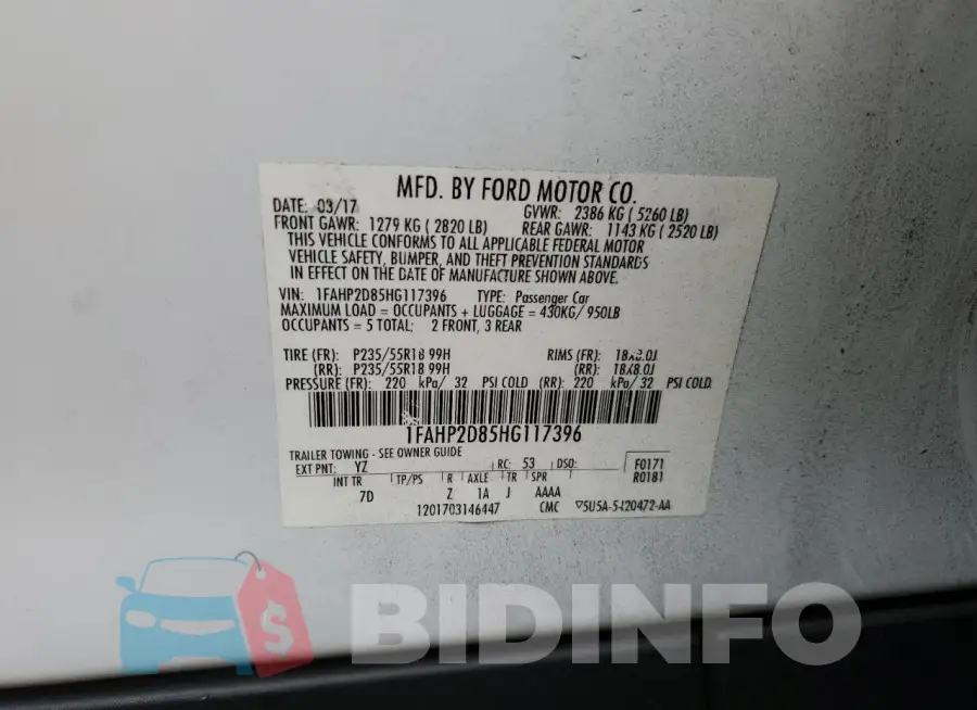 1FAHP2D85HG117396 Photo# 12