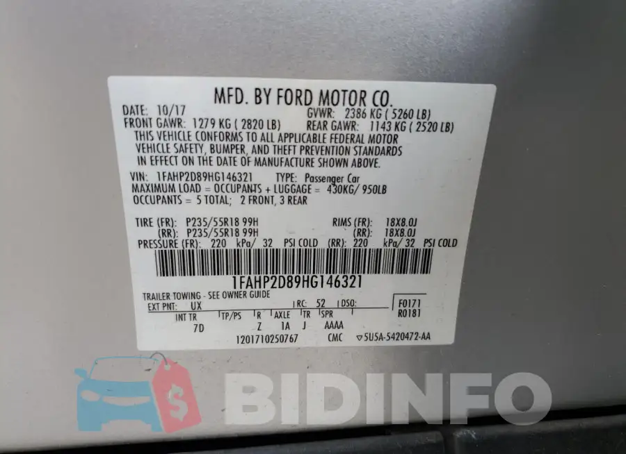 1FAHP2D89HG146321 Photo# 13