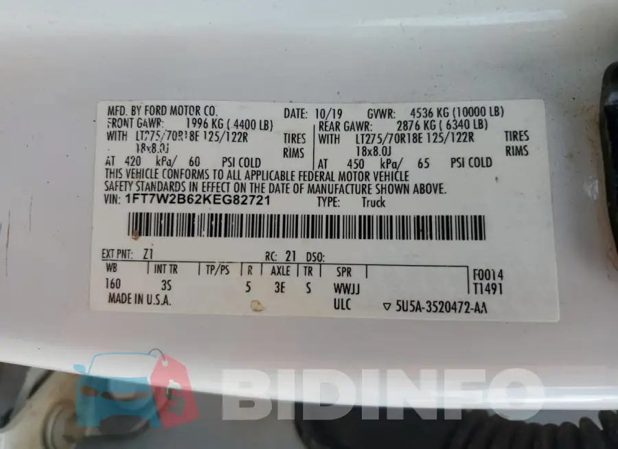 1FT7W2B62KEG82721 Photo# 12