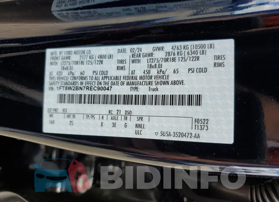 1FT8W2BN7REC90047 Photo# 12