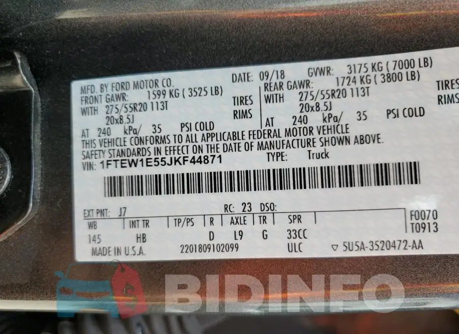 1FTEW1E55JKF44871 Photo# 12