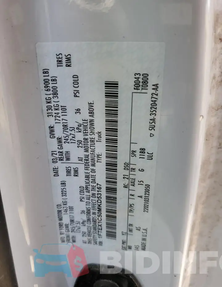 1FTEX1C50MKD53167 Photo# 13