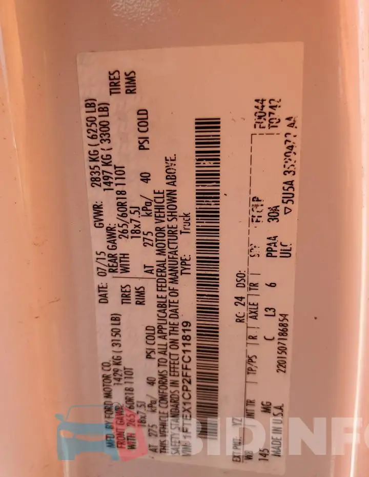 1FTEX1CP2FFC11819 Photo# 12