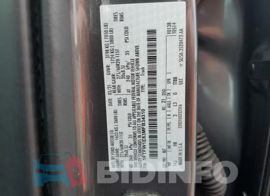 1FTFW1E83MFB34310 Photo# 12