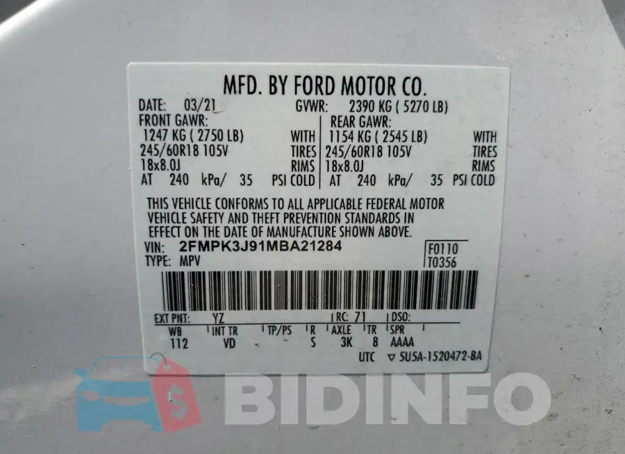 2FMPK3J91MBA21284 Photo# 13