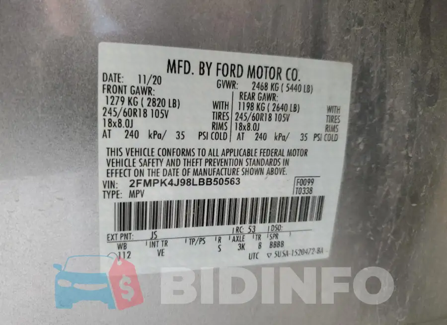2FMPK4J98LBB50563 Photo# 13